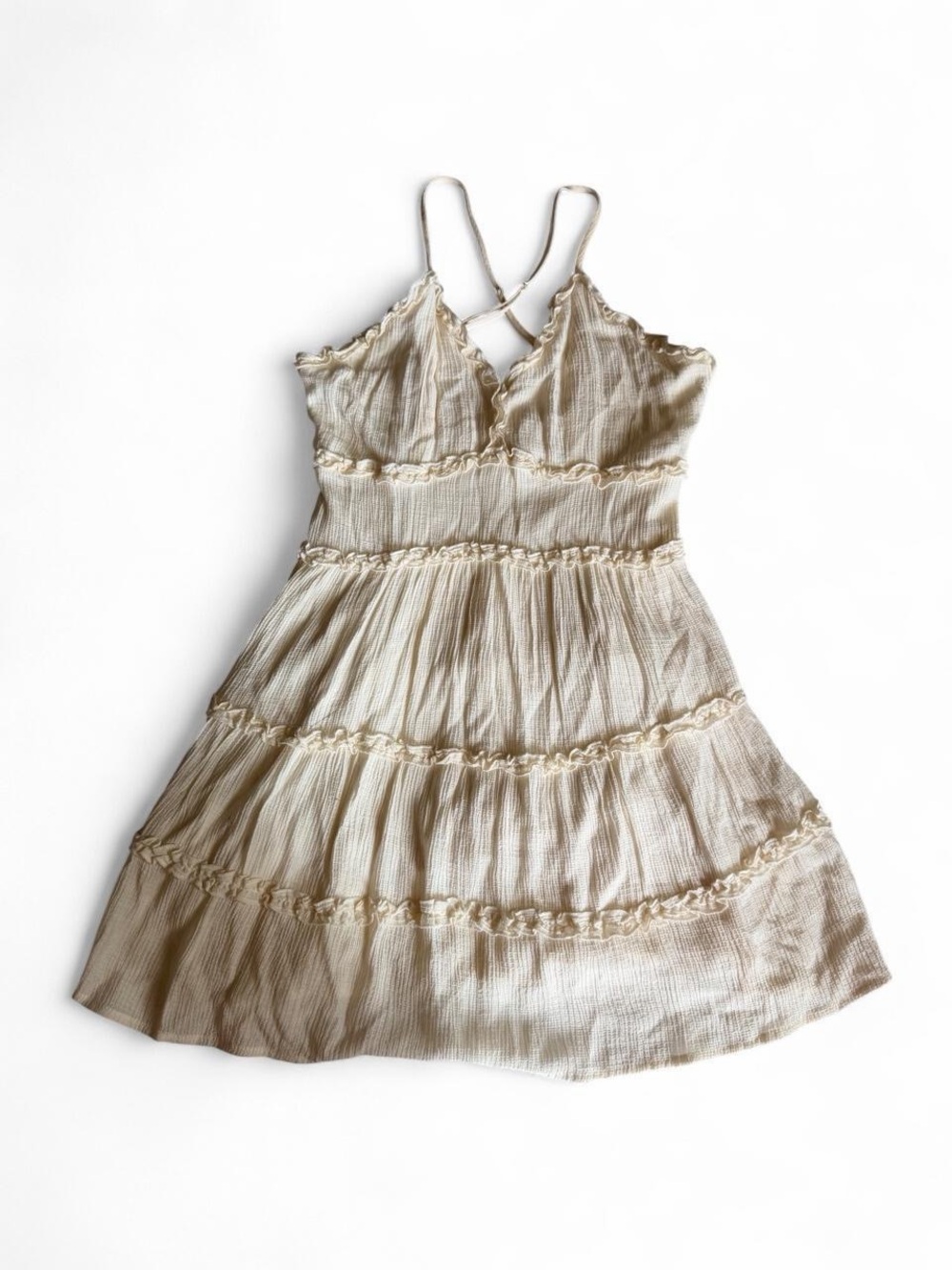 Love Tree Cream Ivory Halter Tiered Ruffle Mini Dress